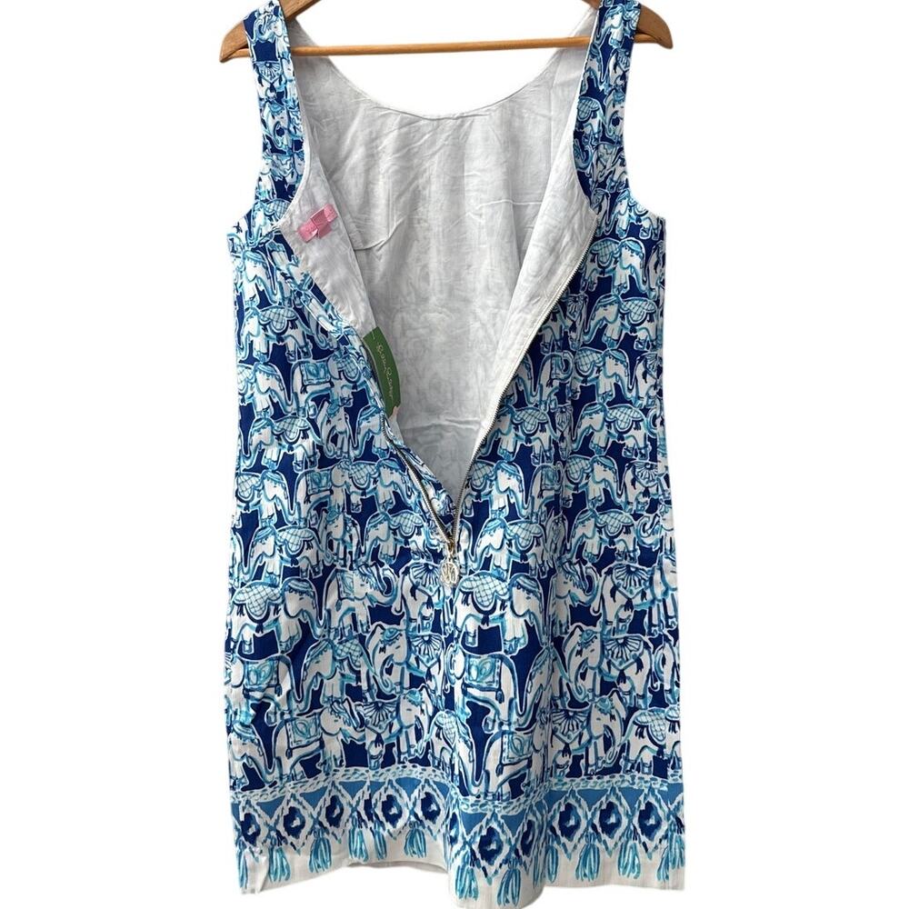 NWT Lilly Pulitzer Cathy Bomber Blue Get Trunky Engineered Elephant Shift Dress - Picture 7 of 12